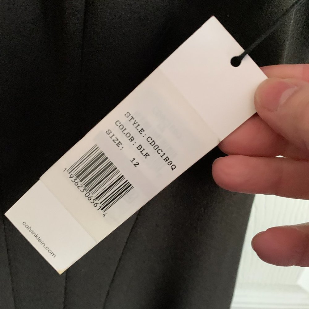 NWT Calvin Klein Alexi Knit Sleeveless V-Neck Sheath Dress Black Womens Size 12 - Picture 8 of 8